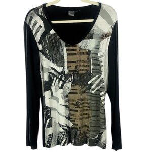Simply Art by Dolcezza Abstract Black and White Long Sleeve Top